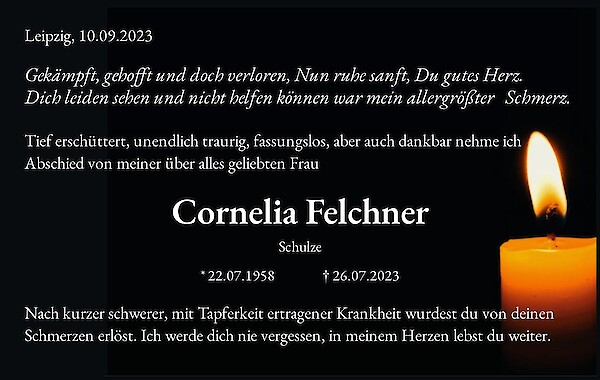 Traueranzeige von Cornelia Felchner, Leipzig