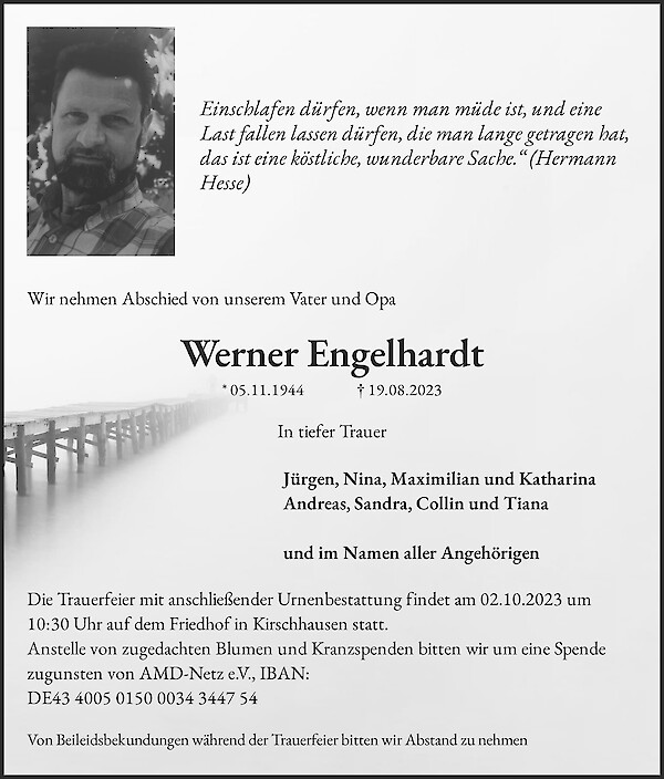 Traueranzeige von Werner Engelhardt