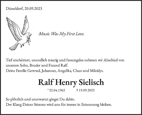 Traueranzeige von Ralf Henry Sielisch, Düsseldorf