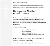 Vorlage Traueranzeige: Grau, mit Illustration Kreuz