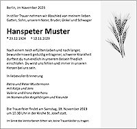 Vorlage Traueranzeige: Grau, mit Illustration Weizen