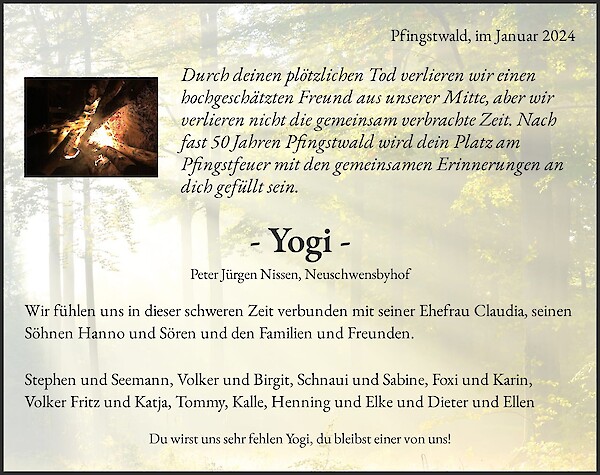 Traueranzeige von - Yogi -