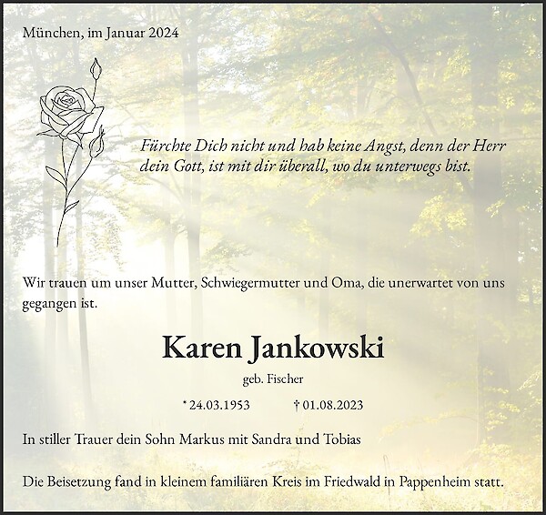 Traueranzeige von Karen Jankowski, München