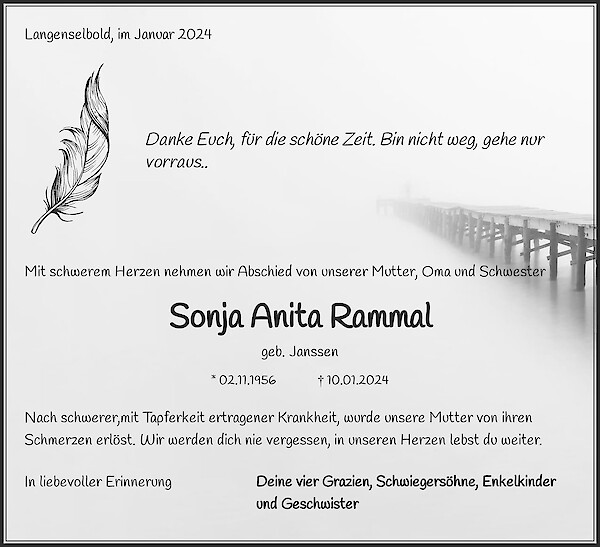 Traueranzeige von Sonja Anita Rammal, Langenselbold
