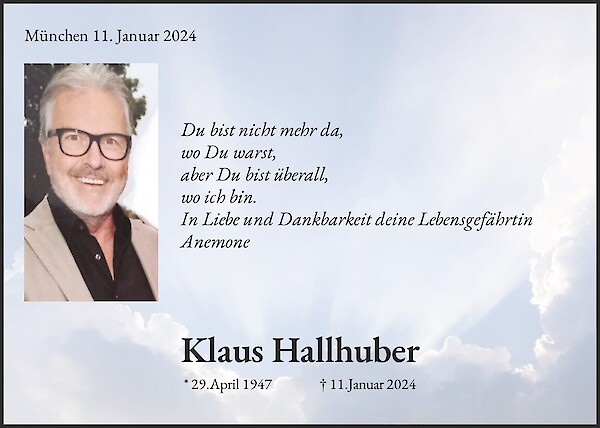 Traueranzeige von Klaus Hallhuber, München