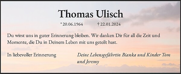 Traueranzeige von Thomas Ulisch