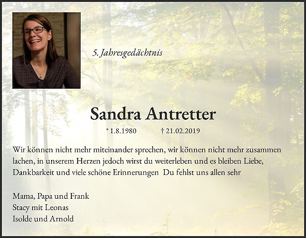 Traueranzeige von Sandra Antretter