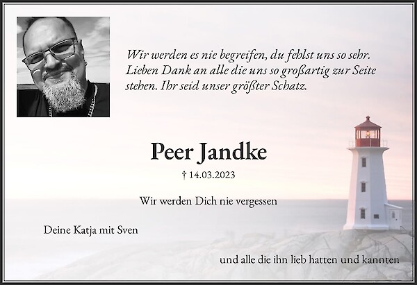 Traueranzeige von Peer Jandke