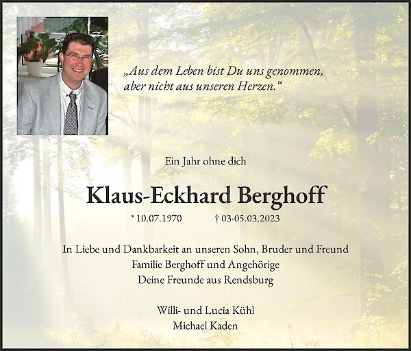 Traueranzeige von Klaus-Eckhard Berghoff