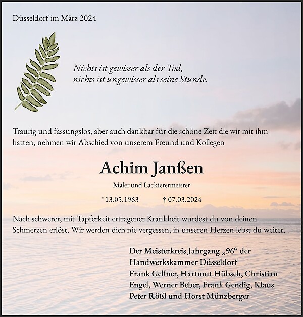 Traueranzeige von Achim Janßen