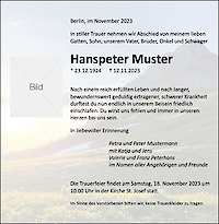 Vorlage Traueranzeige: Modern mit Hintergrundbild 