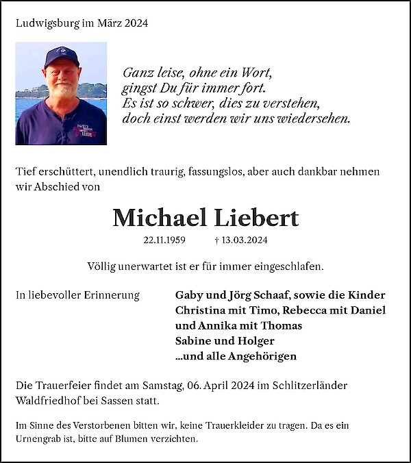 Traueranzeige von Michael Liebert, Ludwigsburg