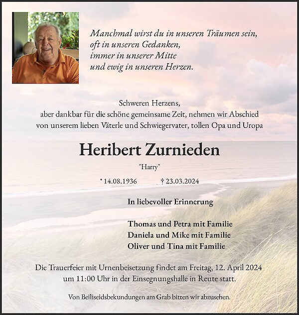Traueranzeige von Heribert Zurnieden