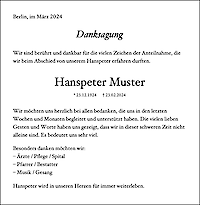 Vorlage Danksagung: Klassisch & schlicht