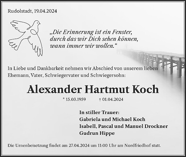 Traueranzeige von Alexander Hartmut Koch