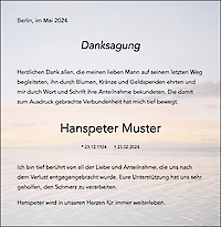 Vorlage Danksagung: Hintergrundbild «Abendrot am Meer»