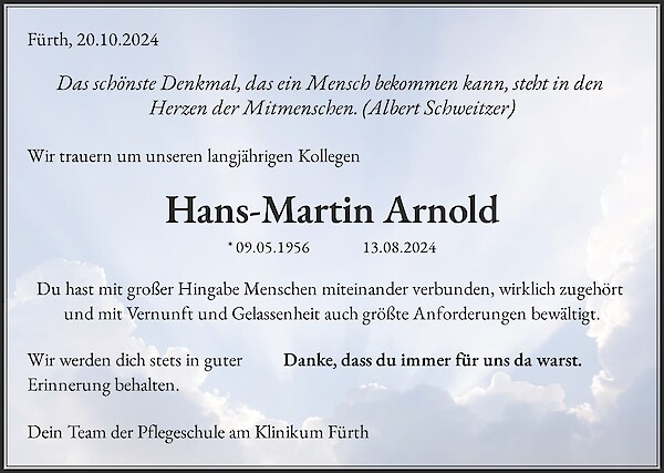 Traueranzeige von Hans-Martin Arnold