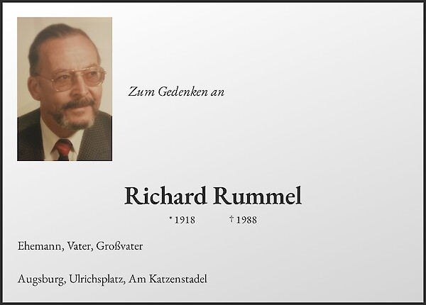 Traueranzeige von Richard Rummel, Augsburg