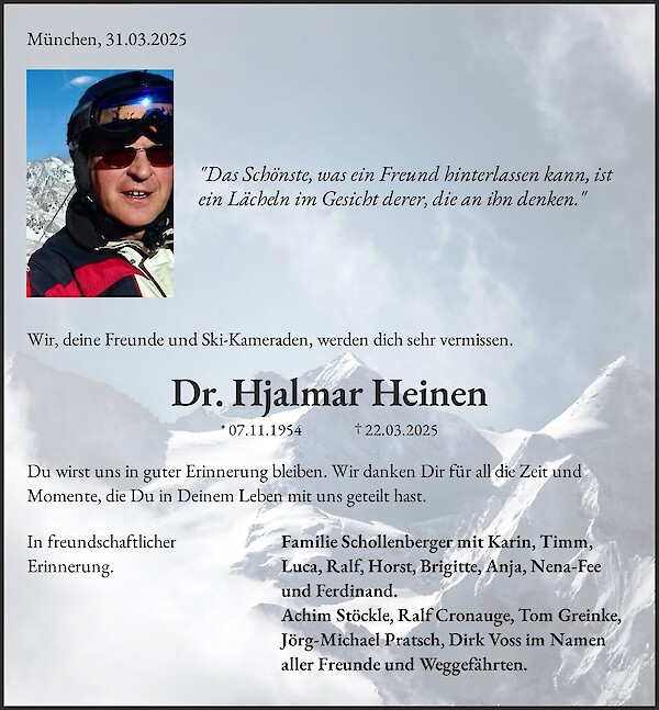 Traueranzeige von Dr. Hjalmar Heinen, München