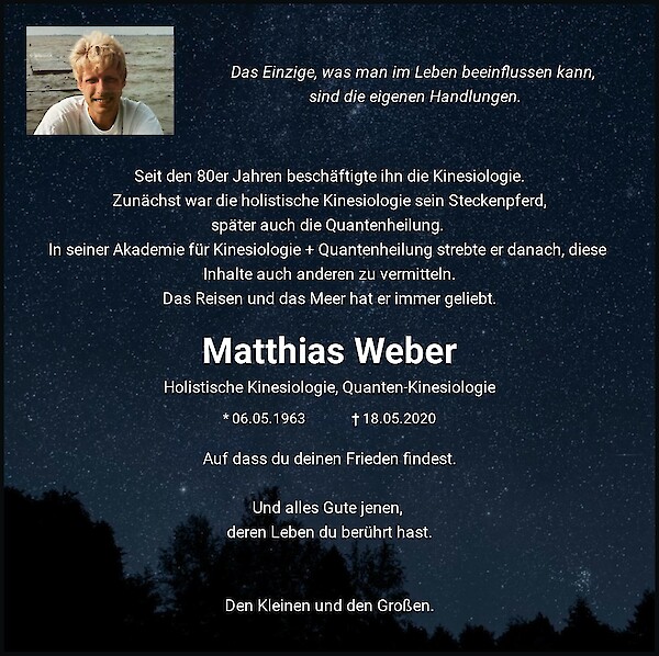 Traueranzeige von Matthias Weber, Oldenburg