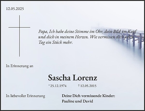 Traueranzeige von Sascha Lorenz