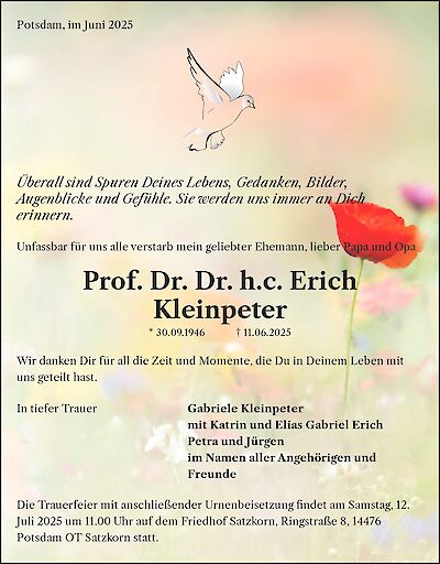 Prof. Dr. Dr. h.c. Erich Kleinpeter, Potsdam