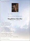 Traueranzeige Magdalena Nitschke