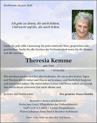 Theresia Kemme, Wittendörp OT Dreilützow