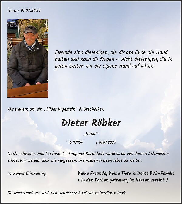Traueranzeige von Dieter Röbker, Herne