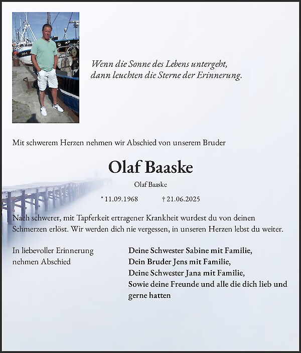 Traueranzeige von Olaf Baaske, Stralsund