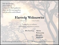 Traueranzeige Hartwig Wolosowitz