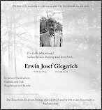 Traueranzeige Erwin Josef Giegerich, Radheim