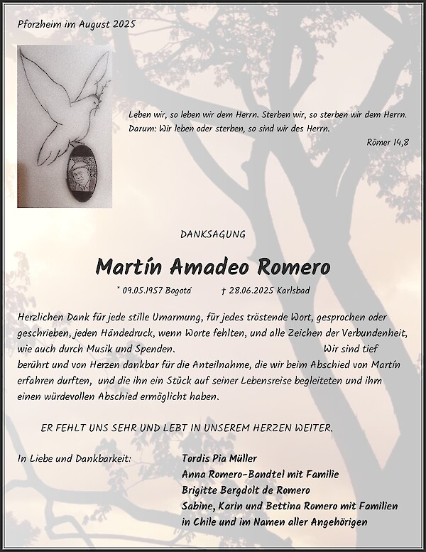 Traueranzeige von Martín Amadeo Romero