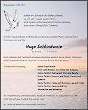 Traueranzeige Hugo Schlindwein
