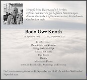 Traueranzeige Bodo Uwe Knoth