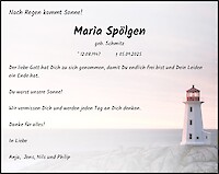 Traueranzeige Maria Spölgen, Langerwehe Schlich