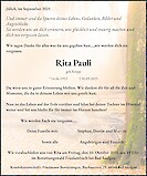 Traueranzeige Rita Pauli, Jülich