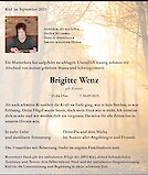 Traueranzeige Brigitte Wenz, Kiel