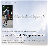 Traueranzeige Juvenal Aristide Njampou Mboumi, Saarbrücken