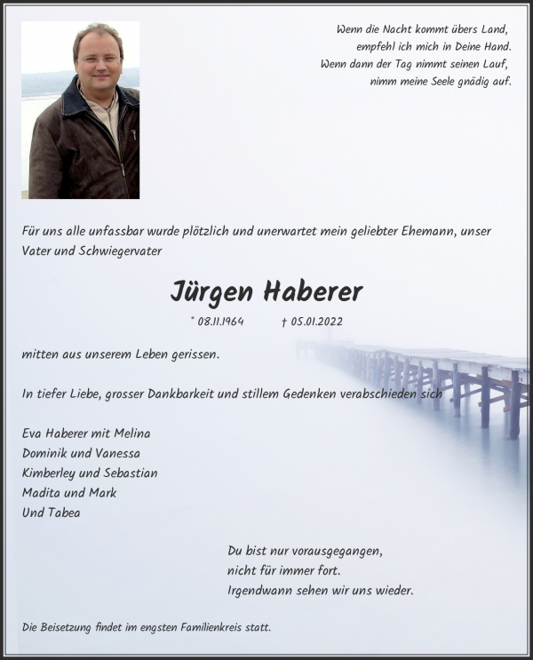 Traueranzeige von Jürgen Haberer, Kirchhain