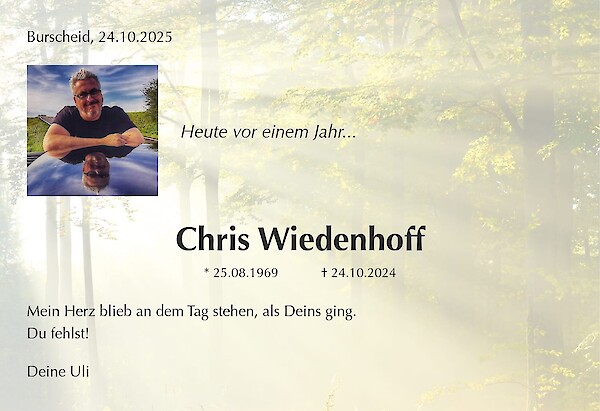 Jahresgedenken von Chris Wiedenhoff, Burscheid