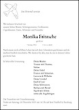 Traueranzeige Monika Fritzsche, Ilsenburg