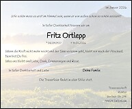Traueranzeige Fritz Ortlepp, Friedrichroda