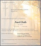 Traueranzeige Anni Gluth