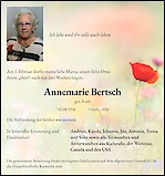 Traueranzeige Annemarie Bertsch