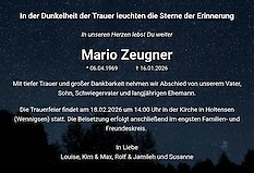 Traueranzeige Mario Zeugner, Hannover
