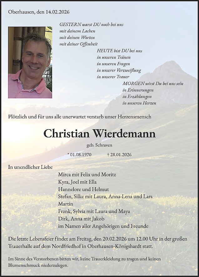 Traueranzeige von Christian Wierdemann