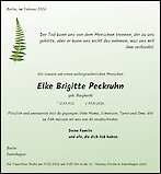 Traueranzeige Elke Brigitte Peckruhn, Berlin