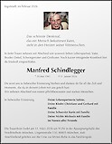 Traueranzeige Manfred Schindlegger, Ingolstadt