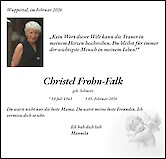 Traueranzeige Christel Frohn-Falk